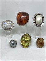 Sterling Rings with Stones (lot of 6)