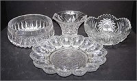Pressed Glass Tray and Bowls (lot of 4)