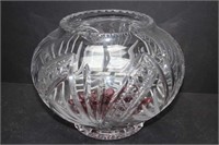 Large Clear Glass Bowl with Decorative Red