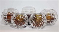 Rose Bowls with Amber Candle Holders