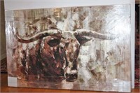 Textured Print on Canvas of Longhorn