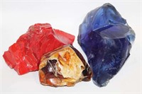 Colored Glass Rocks (lot of three)