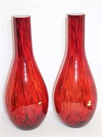 Pair of Oversized Art Glass Vases
