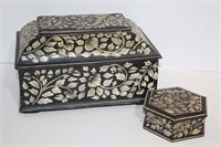 Pair of Wooden Lidded Decorative Boxes
