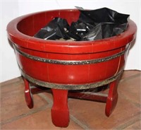 Wooden Bucket Planter on Stand