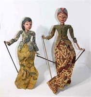 Carved Female Hand Puppets (lot of two)