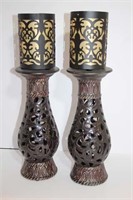 Pair of Ceramic Candle Holders with