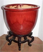 Large Glazed Planter Pot on Stand