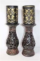 Pair of Ceramic Candle Holders with