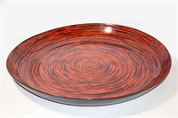 Large Wood Bowl with Red & Black
