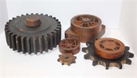 Six Wood Gears with Writing and