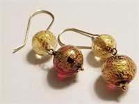 14K GOLD AND MURANO GLASS EARRINGS