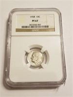 1958 NGC GRADED PF67 SILVER ROOSEVELT DIME