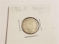 1916-S BARBER SILVER DIME COIN