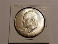1971-S TONED SILVER IKE DOLLAR COIN