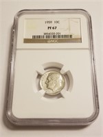 1959 NGC GRADED PF67 SILVER ROOSEVELT DIME