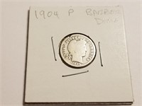 1904 BARBER SILVER DIME COIN