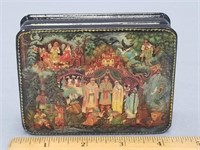 Russian lacquer box, 3" x 4", signed has Russian f