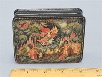 Russian lacquer box, 3" x 4", signed, has Russian