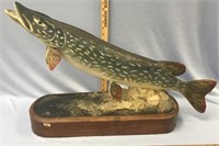 Carved wood pike, overall length is 31" one of fin