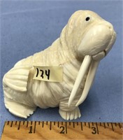 5" Walrus with inset baleen eyes, by Dennis Pungow