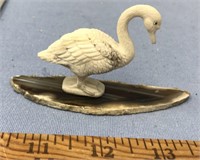 2.75" Antler carving of a goose on an agate base