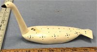 9" Ivory loon with inset baleen spots by Charles E