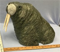 17" Soapstone walrus by Michael Scott          (k