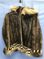 Fur parka, mink, wolverine trim, needs repair to s