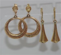 Vintage 9ct gold hoop and drop earrings