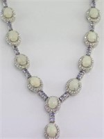 Silver and opal necklace