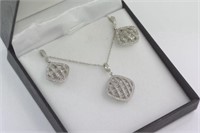 Swarovski silver earrings and pendant set