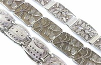 Three sterling silver hinged bracelets