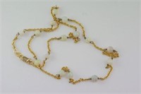 9ct yellow gold and solid opal bead necklace
