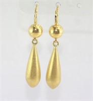 Italian brushed gold earrings marked K18