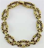 14ct yellow gold ornate linked bracelet