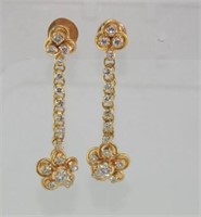 18ct yellow gold and diamond drop earrings
