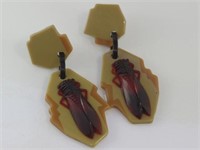 Vintage large bakelite cicada earrings