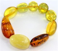 Baltic amber multi colour stretch bracelet