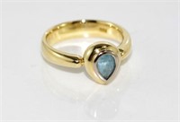 18ct two tone gold and Aquamarine  ring