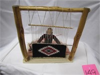 Native American Navajo rug weaving w/ doll