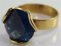 9ct yellow gold blue topaz dress ring
