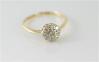 18ct yellow gold & platinum, diamond daisy ring