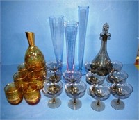 Quantity of retro coloured glass