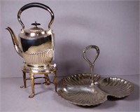 English silver plated kettle on stand