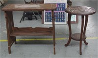 Two carved side tables
