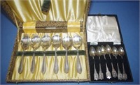 Two cased silver plate flatware sets