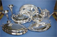 Eight antique & vintage silver plated pieces