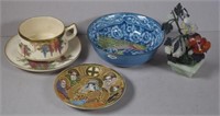 Satsuma cup with saucer & 3 other items