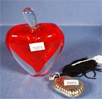 Art glass heart shaped perfume bottle